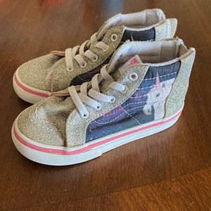 Unicorn and glitter vans high top - little girl- size 8